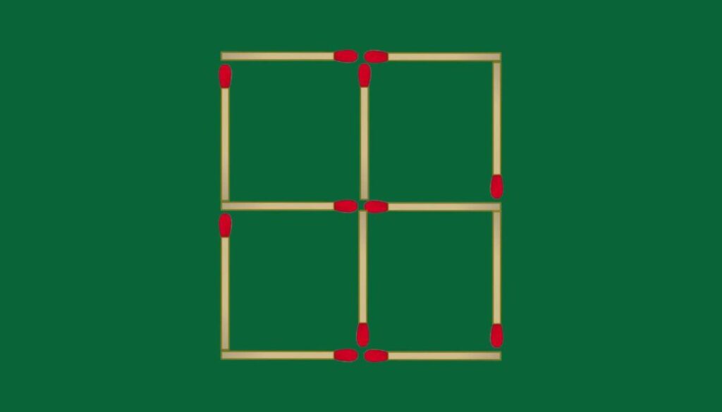 Can you turn 4 squares into 3 by moving just a few matches? Take the challenge!