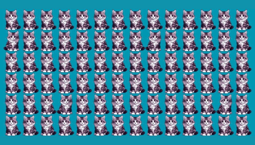 Are you quick enough to spot the 4 odd cats in just 15 seconds? Try now!