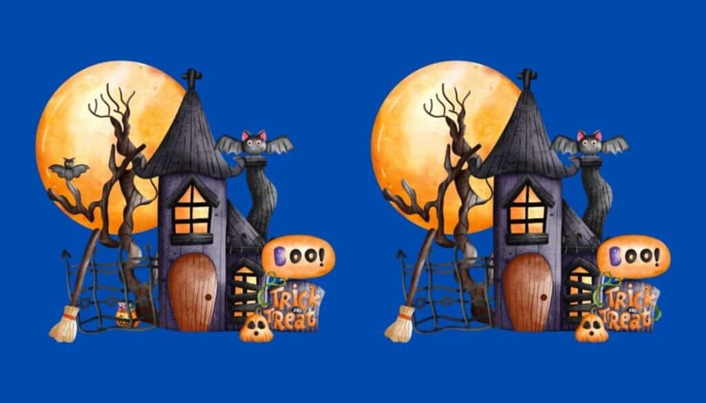 Observation challenge: Can you spot the 4 spooky differences in this haunted house in just 15 seconds? Only true geniuses dare!