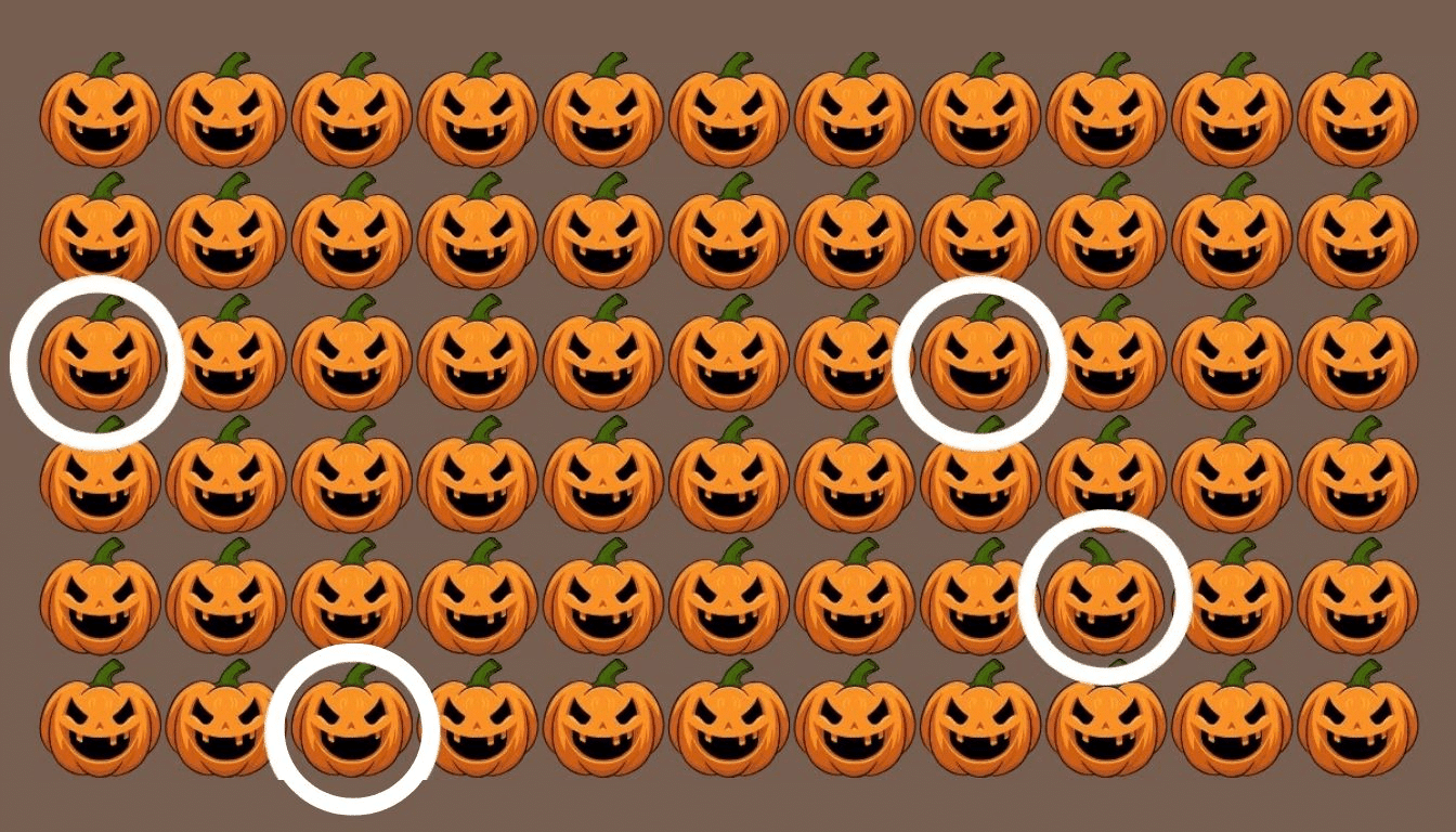 Are you ready for a spooky challenge? Spot all 4 Halloween pumpkins in just 20 seconds!