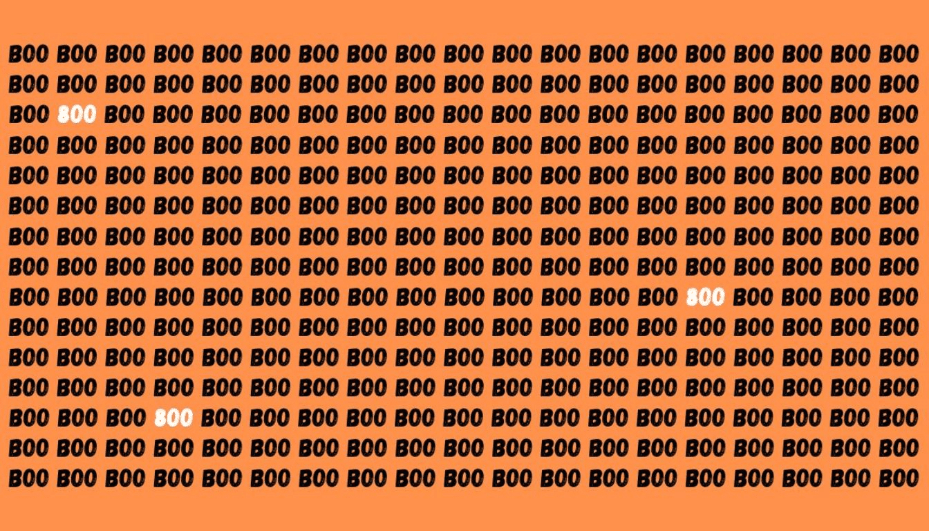 Can you spot 3 '800' among the 'BOO's in just 20 seconds? Challenge your eyesight now!